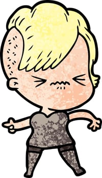 cartoon annoyed hipster girl vector