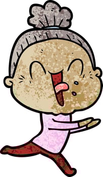 cartoon happy old woman vector