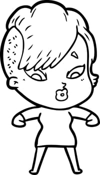 cartoon surprised girl vector