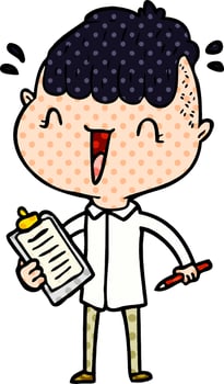 cartoon happy boy surprised vector