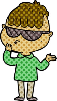 cartoon boy wearing sunglasses vector
