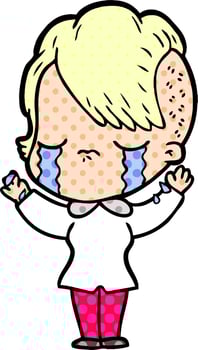 cartoon crying girl vector