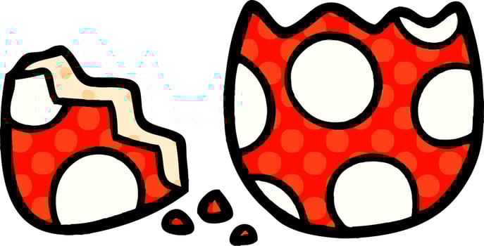 cartoon cracked painted easter egg vector