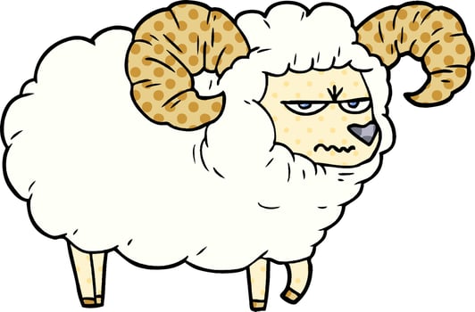 cartoon angry ram vector