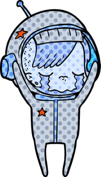 cartoon crying astronaut girl vector