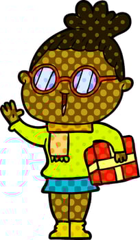 cartoon woman wearing spectacles vector