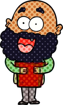 cartoon crazy happy man with beard and book vector