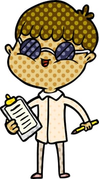 cartoon boy wearing spectacles vector