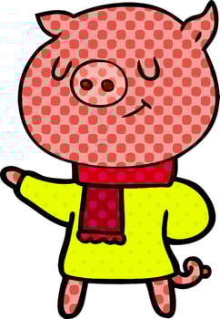 happy cartoon pig vector
