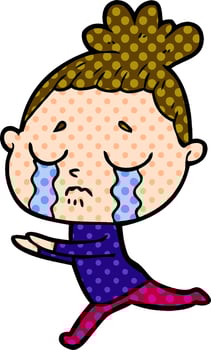 cartoon crying woman vector