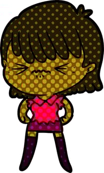 annoyed cartoon girl vector