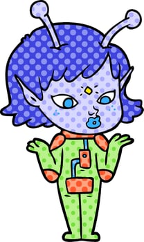 pretty cartoon alien girl vector
