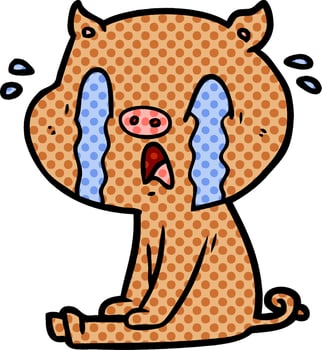 crying pig cartoon vector