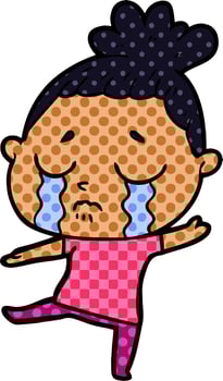 cartoon crying woman vector