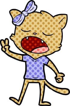 cartoon yawning cat vector