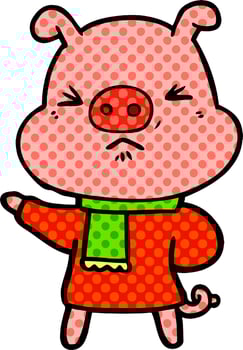 cartoon angry pig vector