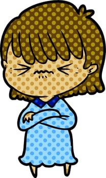 annoyed cartoon girl vector