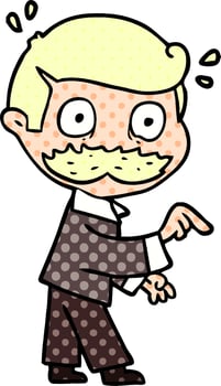 cartoon man with mustache making a point vector