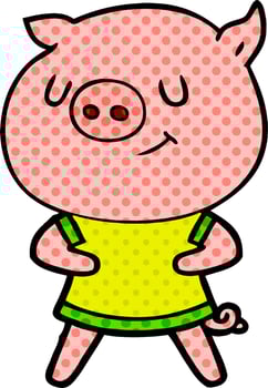 happy cartoon pig vector