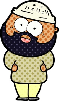 cartoon surprised bearded man vector
