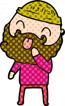man with beard sticking out tongue vector