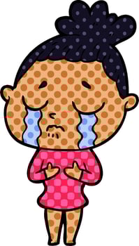 cartoon crying woman vector