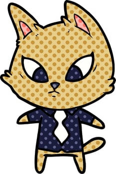 confused cartoon business cat vector