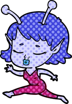 cute alien girl cartoon vector