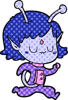 cartoon alien girl vector