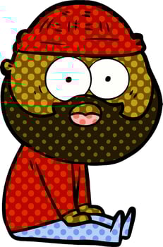 cartoon bearded man sitting vector