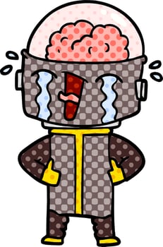 cartoon crying robot vector