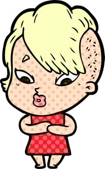 cartoon surprised girl vector