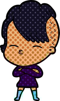 cartoon squinting girl vector