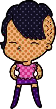 cartoon squinting girl vector