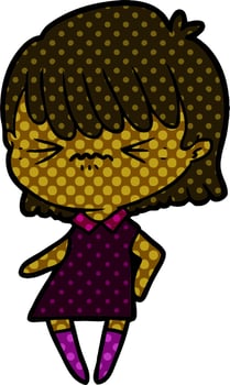 annoyed cartoon girl vector