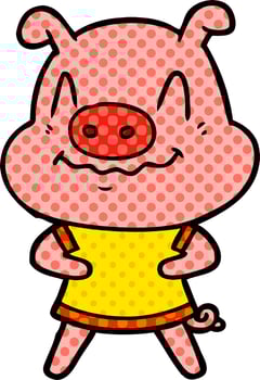 nervous cartoon pig vector