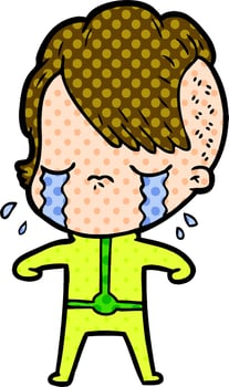cartoon crying girl vector