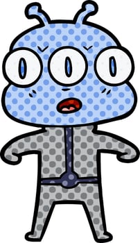 cartoon three eyed alien vector