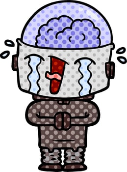 cartoon crying robot vector