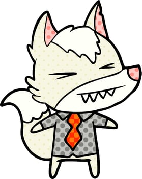angry wolf boss cartoon vector