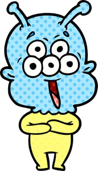 happy cartoon alien vector
