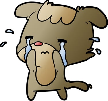 cartoon sad dog crying vector