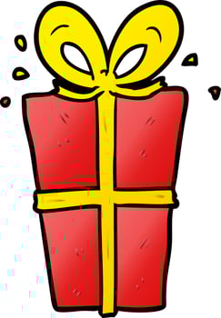 cartoon wrapped gift vector