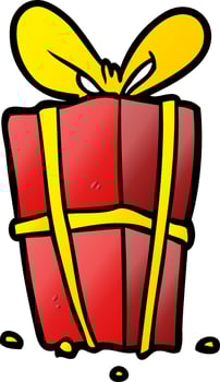 cartoon christmas present wrapped with bow vector