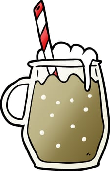 cartoon glass of root beer with straw vector