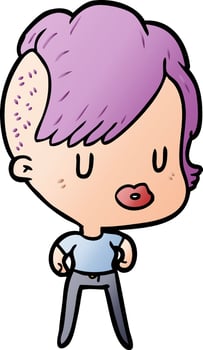 cartoon girl with punk hipster haircut vector