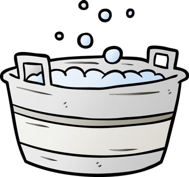 cartoon old tin bath full of water vector