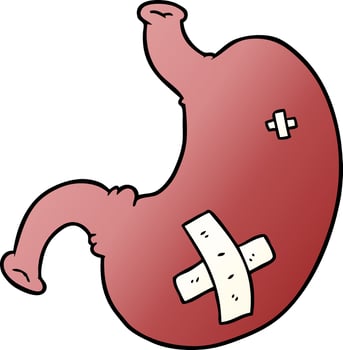 cartoon stomach with bandages vector