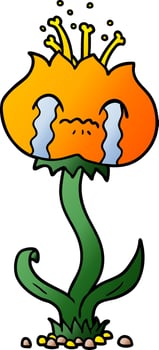 cartoon flower crying vector