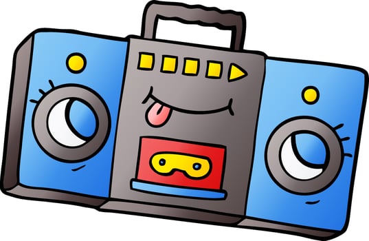 cartoon retro cassette tape player vector